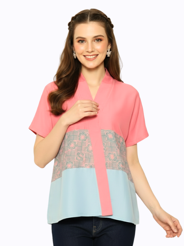 Andini Blouse Pink Green