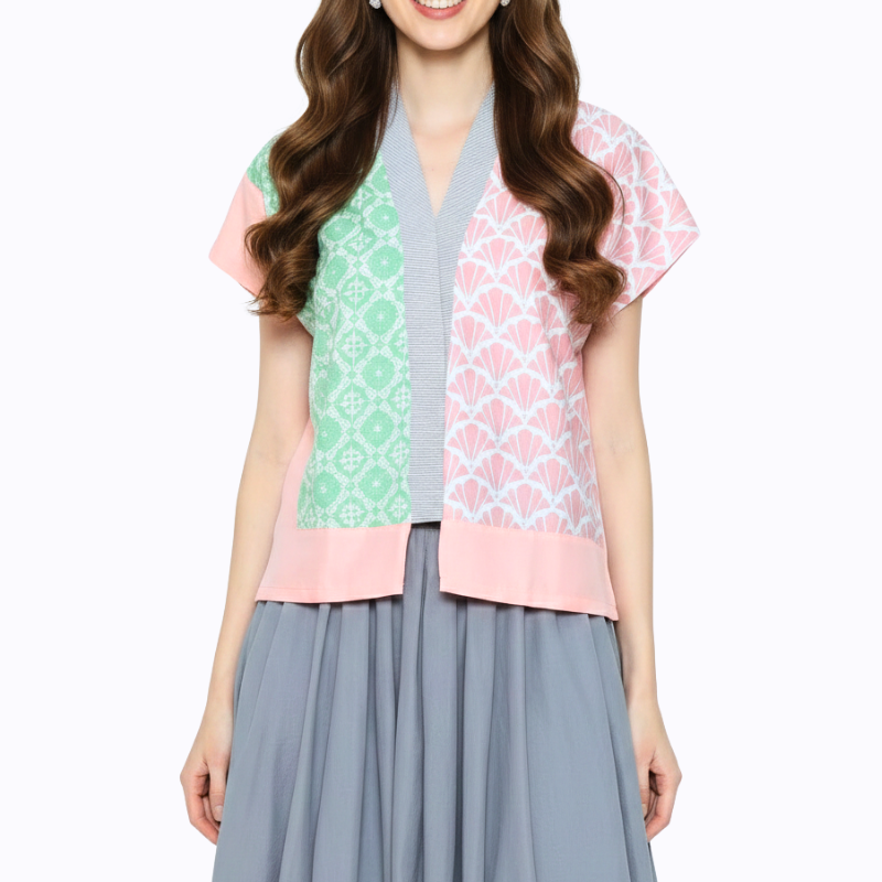 Fidelya Blouse Pink Green - Image 2