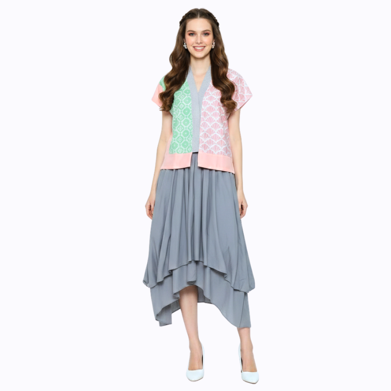 Fidelya Blouse Pink Green - Image 6