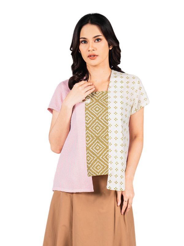 Carlina Blouse Cream Olive