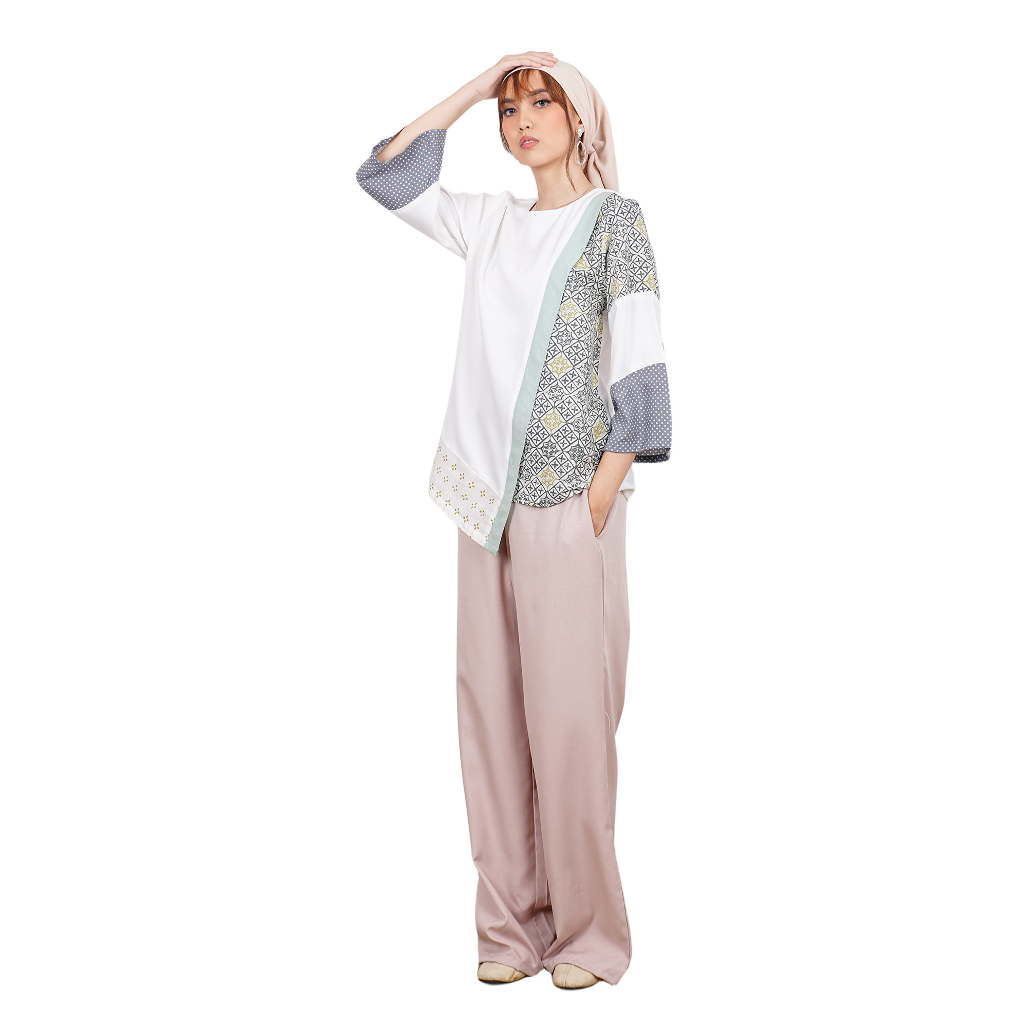 Elina Blouse Cream Olive - Image 4