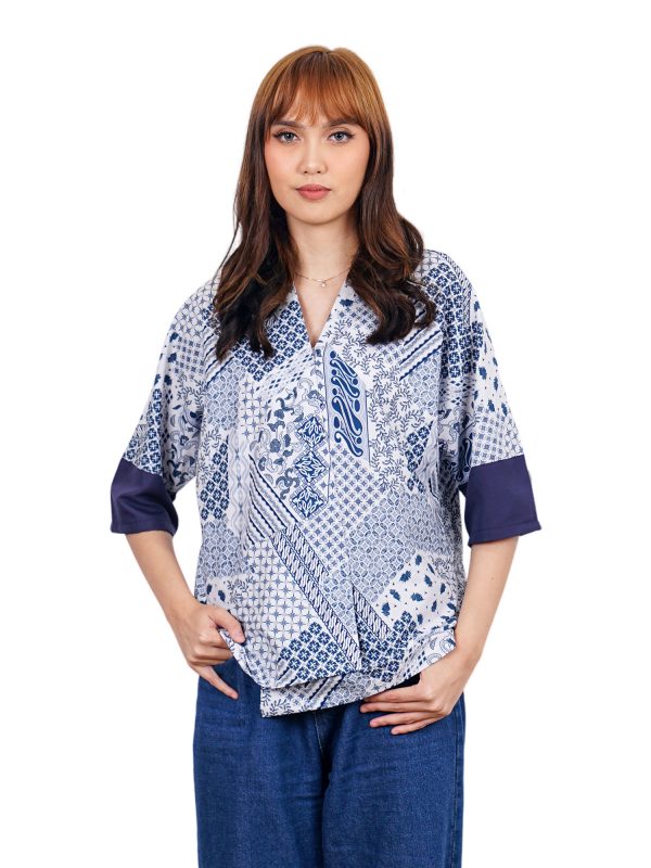 Inggrid Blouse Grey Navy