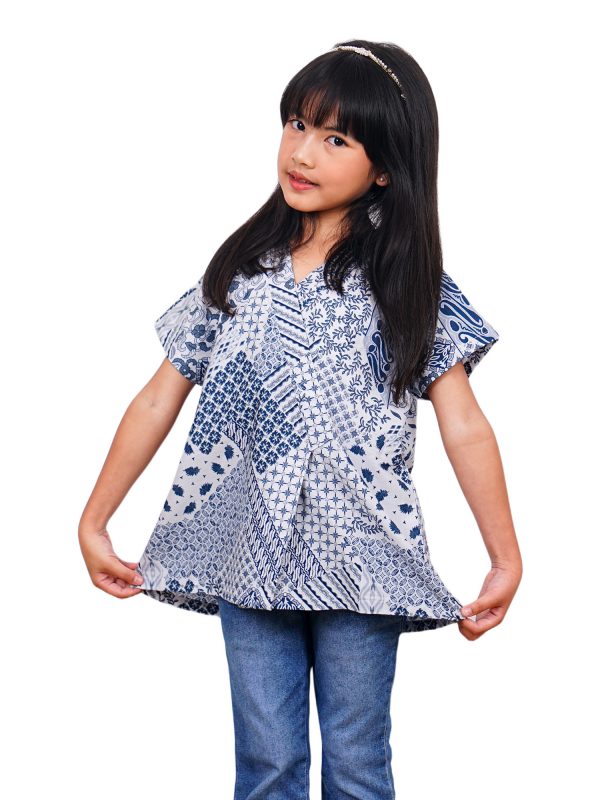 Leona Blouse Kids Grey Navy